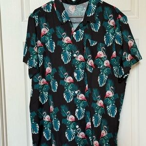 Tropical Flamingo Print‎ Men's Shirt XXL